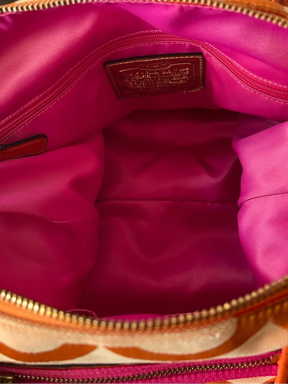 Coach Poppy Orange Pink Op Art Glam tote - Picture 10 of 12